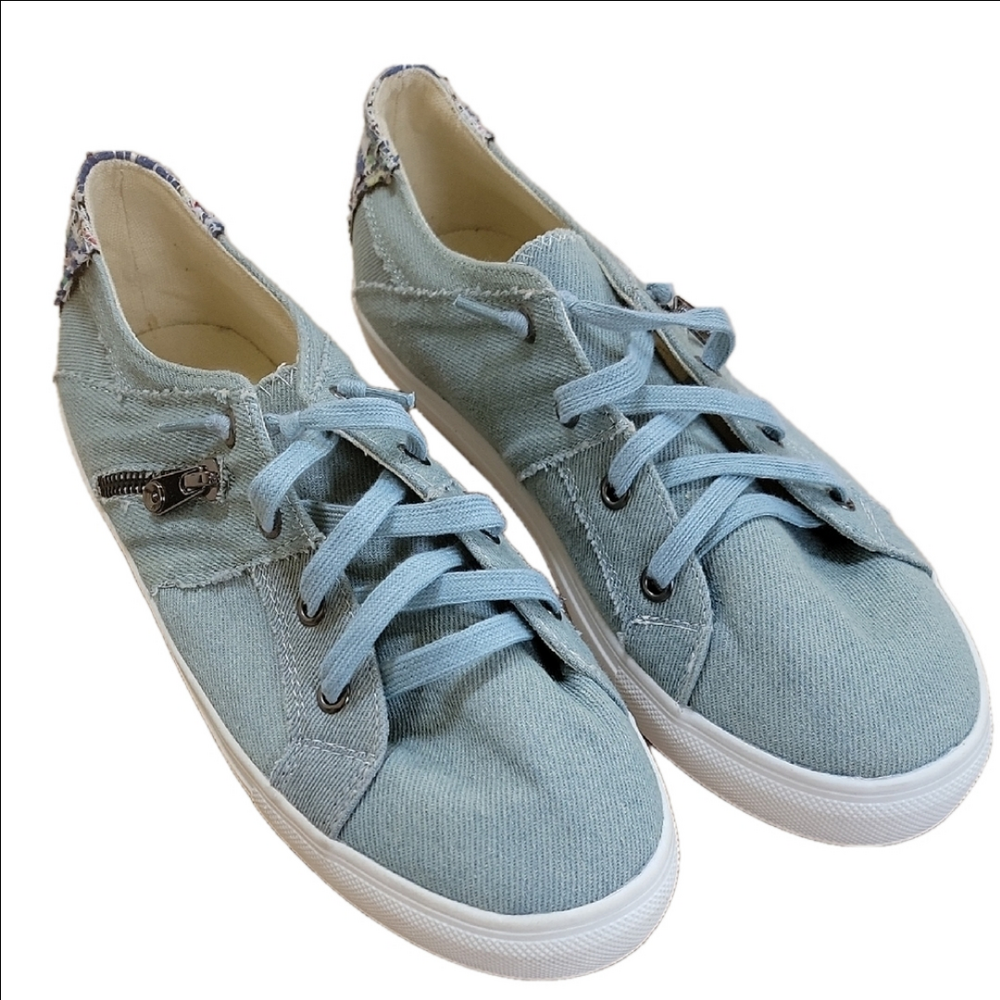 Women's Jolimall Casual Baby Blue Denim Patch Sneakers Size 8 EUC